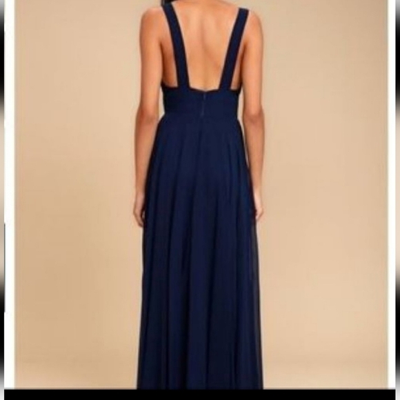 NWT Lulu's True Bliss Navy Blue Maxi Dress Size S - Picture 10 of 14